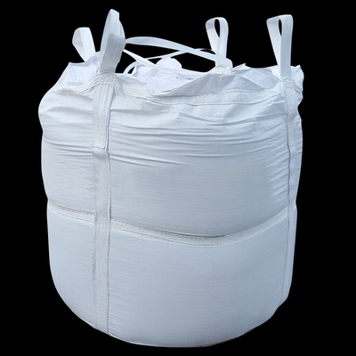 सफेद कपड़े और चार लूप के साथ 90 * 90 * 90 वाटर प्रूफ पॉलीप्रोपाइलीन बल्क बैग