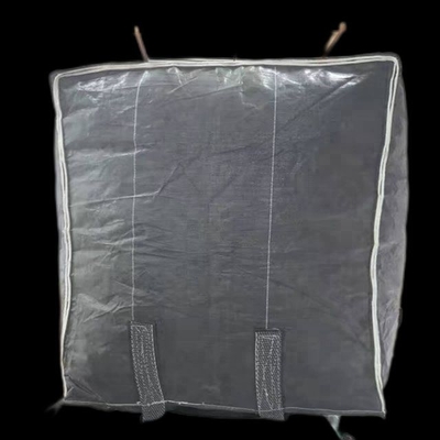 एफआईबीसी क्वार्टर 100 * 100 * 120 सेमी पीपी टन बैग क्रॉस कॉर्नर लूप्स के साथ खाली डस्टप्रूफ ग्रे